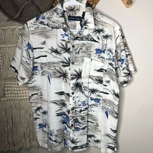 Milano Bay White Floral Tropical Hawaiian Shirt